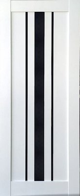 Дверне полотно ISERNIA IS-7 | Шир:600 мм. Товщ:40 мм. Скло:Сатин односторонній | Колір декору Білий 001815 фото
